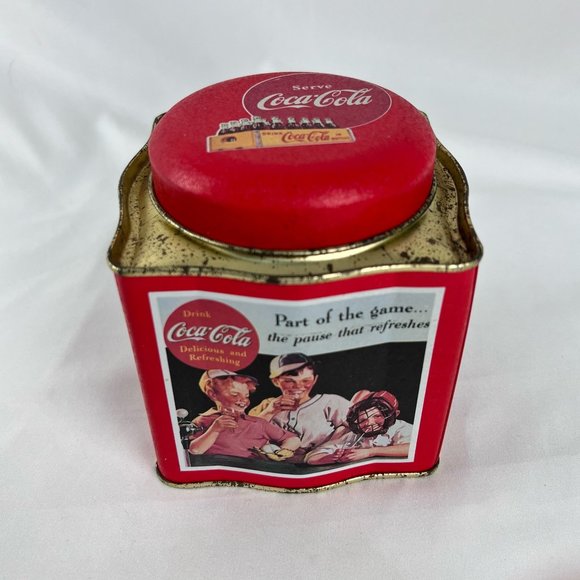 Vintage 1992 Coca Cola Small Tin container by The Tin Box Company of America - Picture 1 of 10
